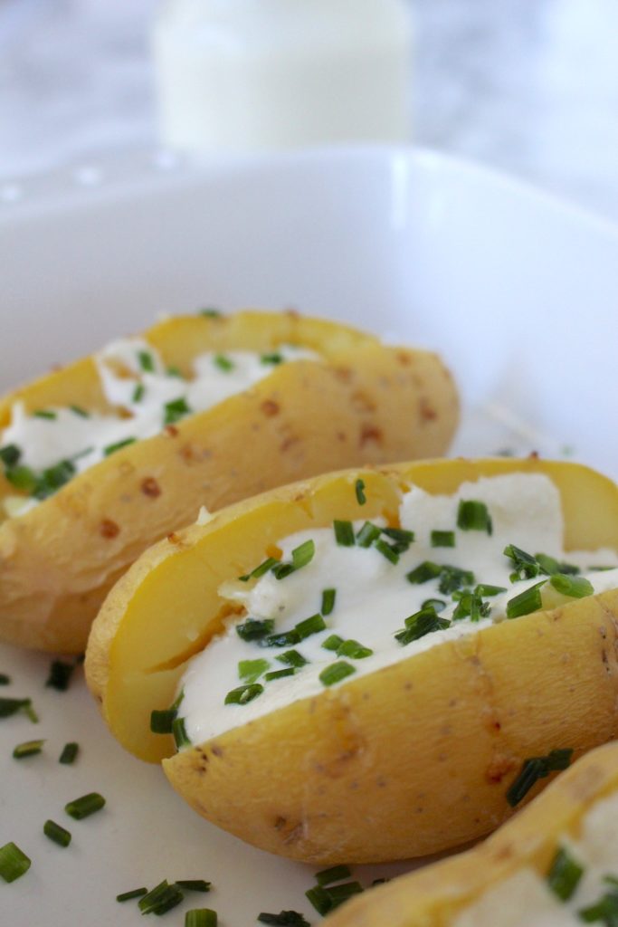 baked potato with vegan sour cream