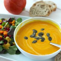 Creamy pumpkin soup ginger vegan