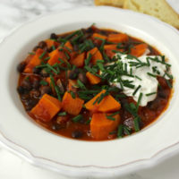 sweet potato black bean stew vegan Süßkartoffel Bohnen Eintopf