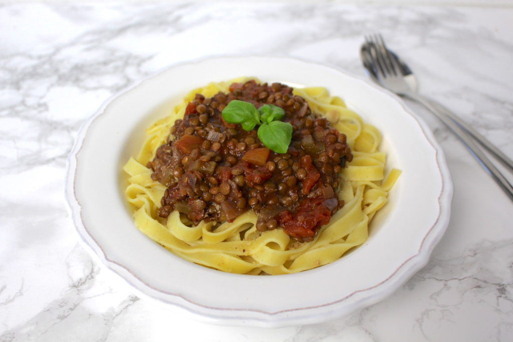 vegane bolognese linsen lentils tagliatelle vegan