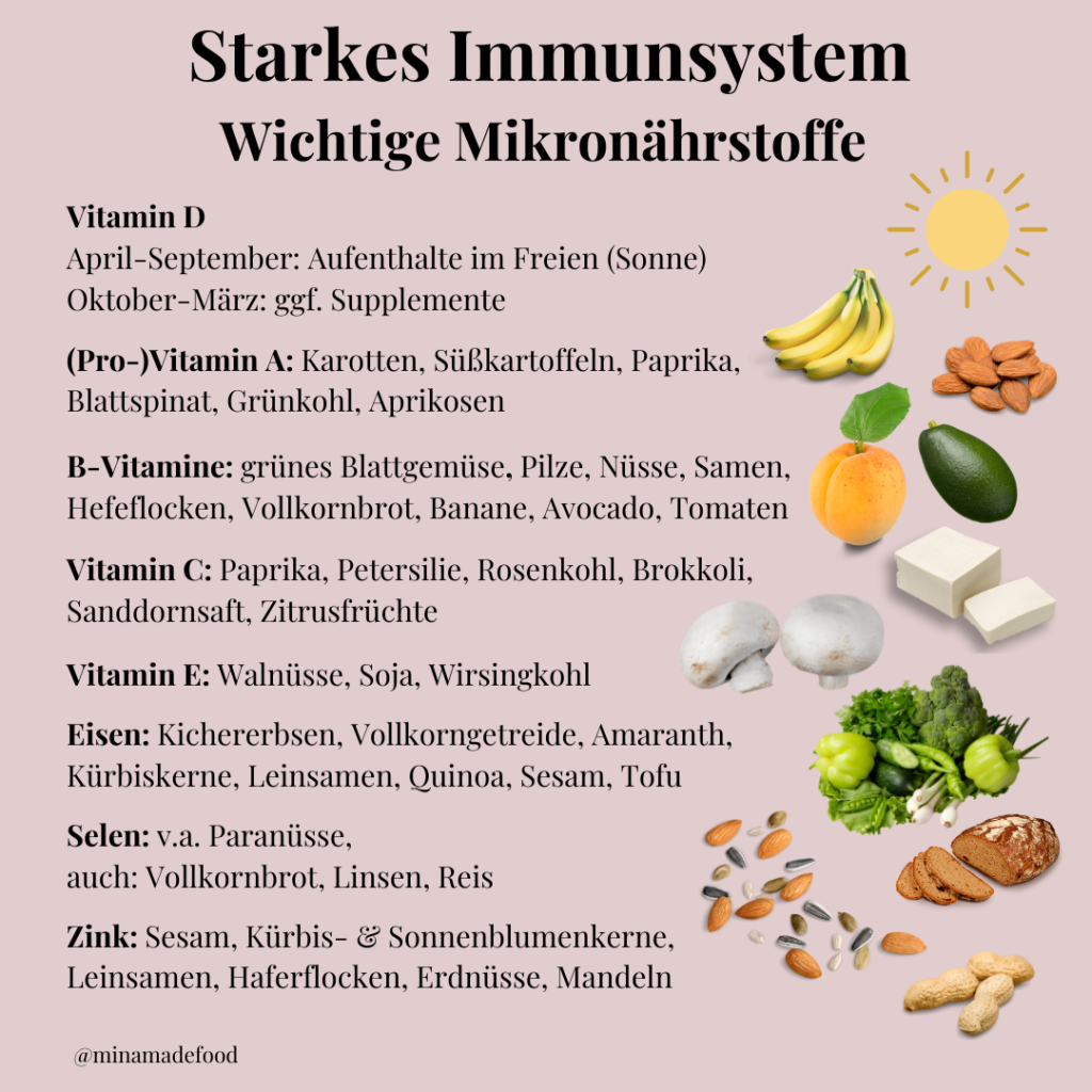 wichtige Nährstoffe Vitamine Mineralstoffe für ein starkes Immunsystem